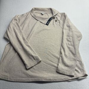 J Crew Women Wide Button Collar Pullover Sweatshirt Size XXL Cotton Blend